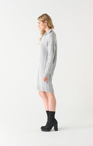 Flat Collar Zipper Front Sweater Dress
